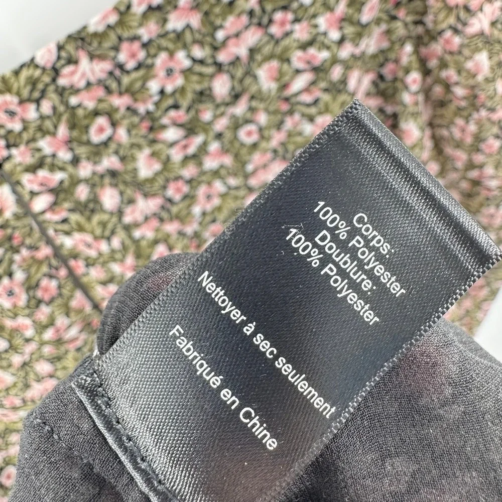 ASTR The Label Floral Ruched Mini Dress Black Pink Womens Size Medium